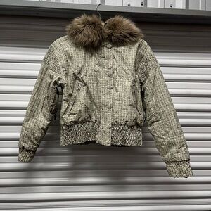 Obermeyer Puffer Bomber ALTG 3x4 Textured Jacket with Fur Collar